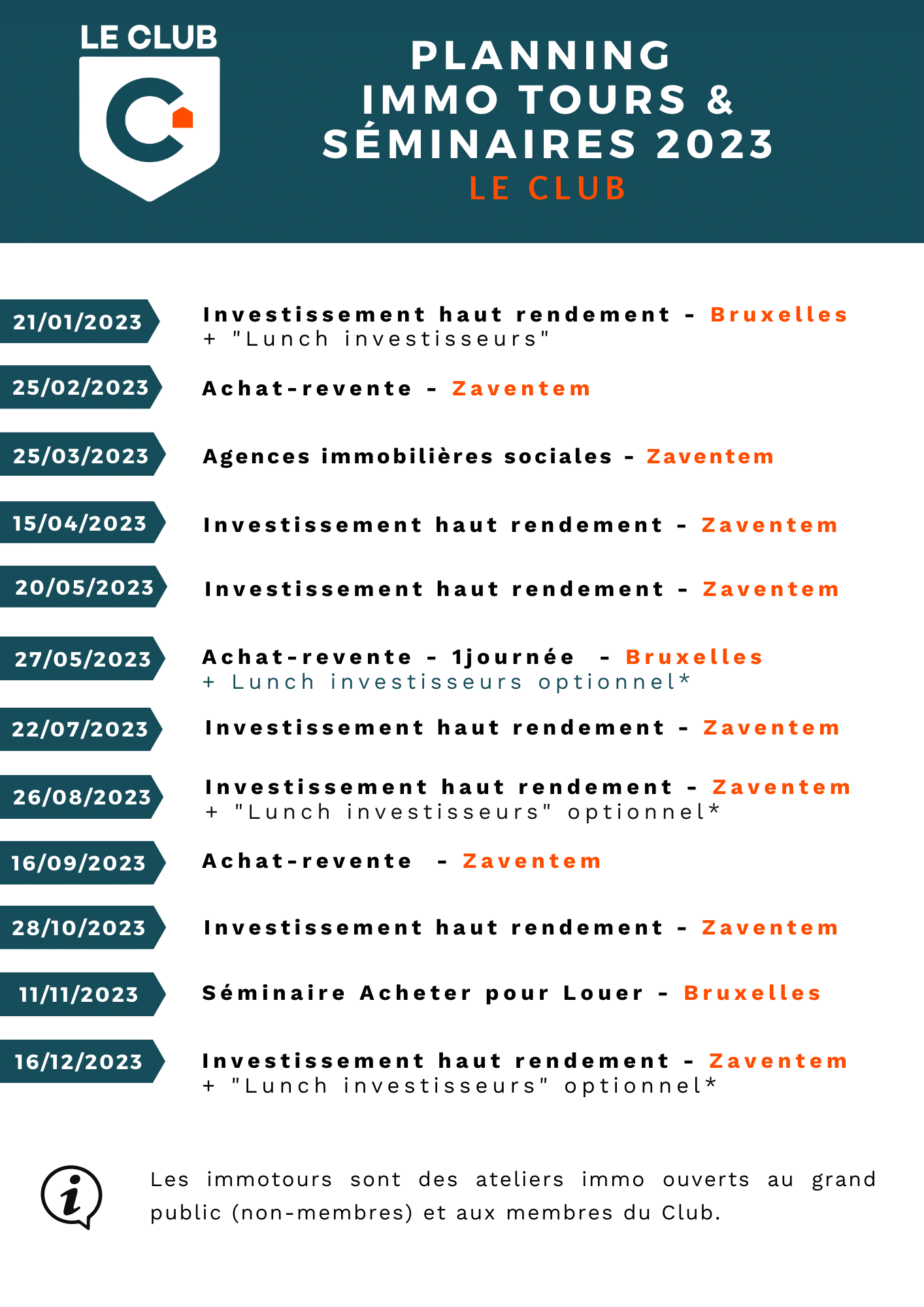 Agenda Immotour le Club